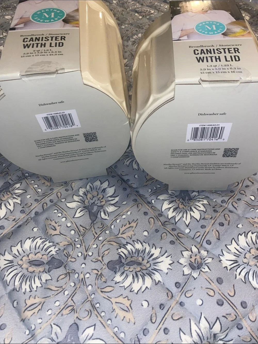 New!! Martha Stewart Broadbrook Stoneware Canisters in Cream (Set of 2)